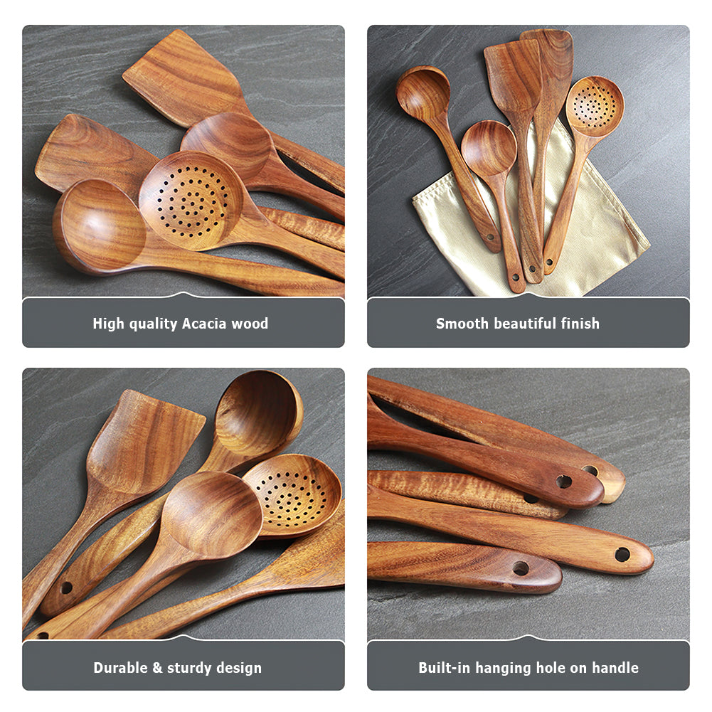 Wooden Kitchen Cooking Tools And Utensils Set
