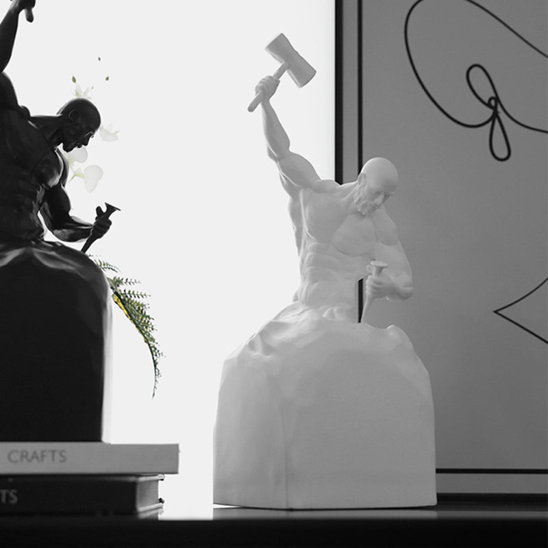 French Style Art Sculpture White Black Minimalist